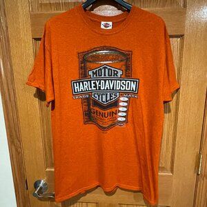 HARLEY-DAVIDSON Mandan ND Men's L Orange Short Sleeve T-Shirt Shirt NWT NEW